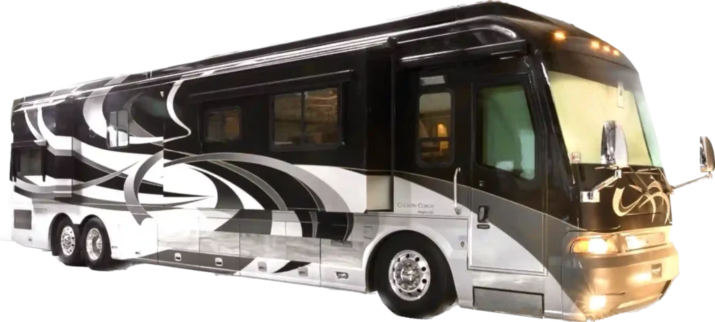 A Black and White RV on a Transparent Background